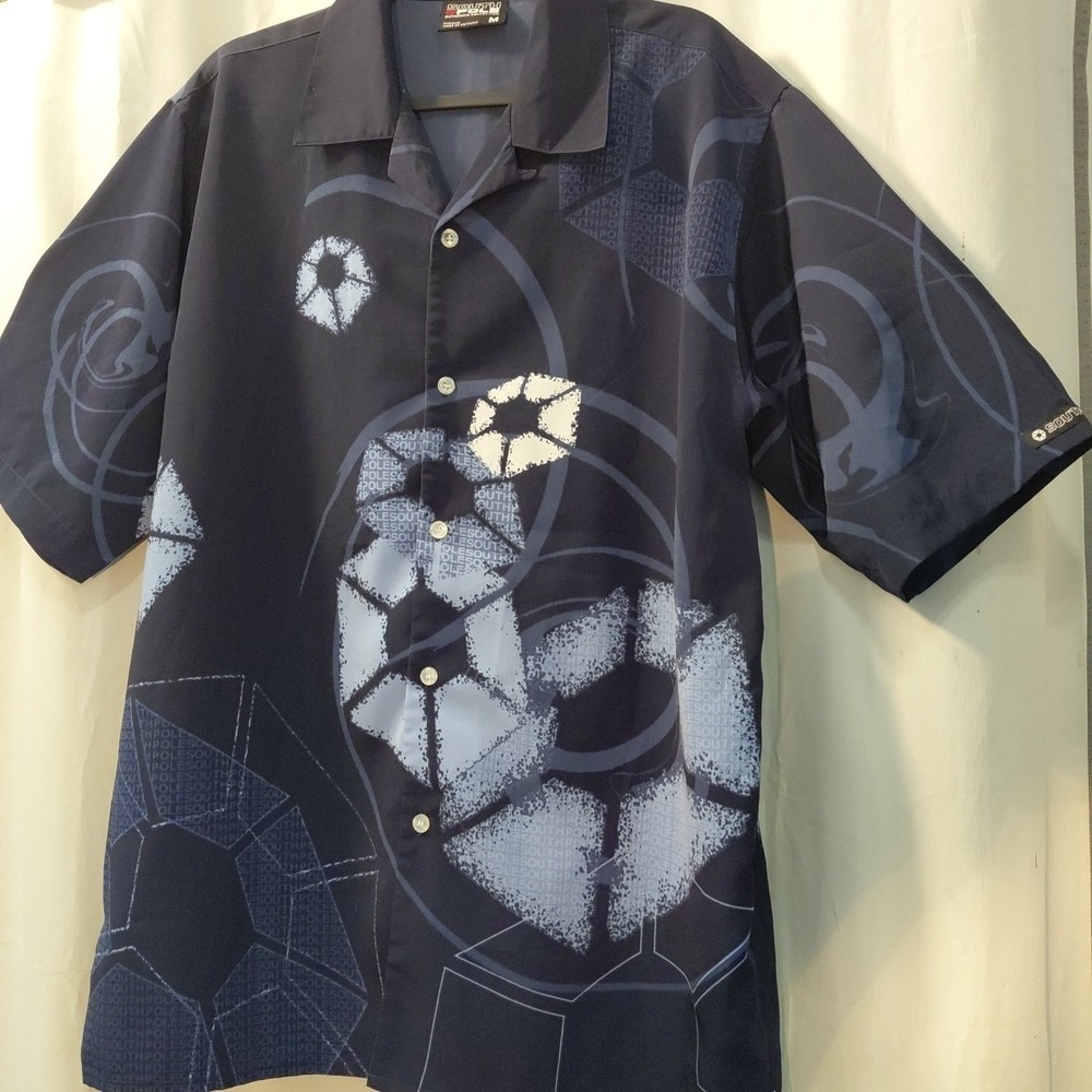 Vintage South Pole Graphic Button Up 90s Y2K Hip Hop Shirt Medium Flawed